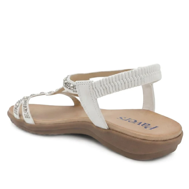 Embellished Elastic Fit Sandals - BAIZH43069 / 330 116 - White