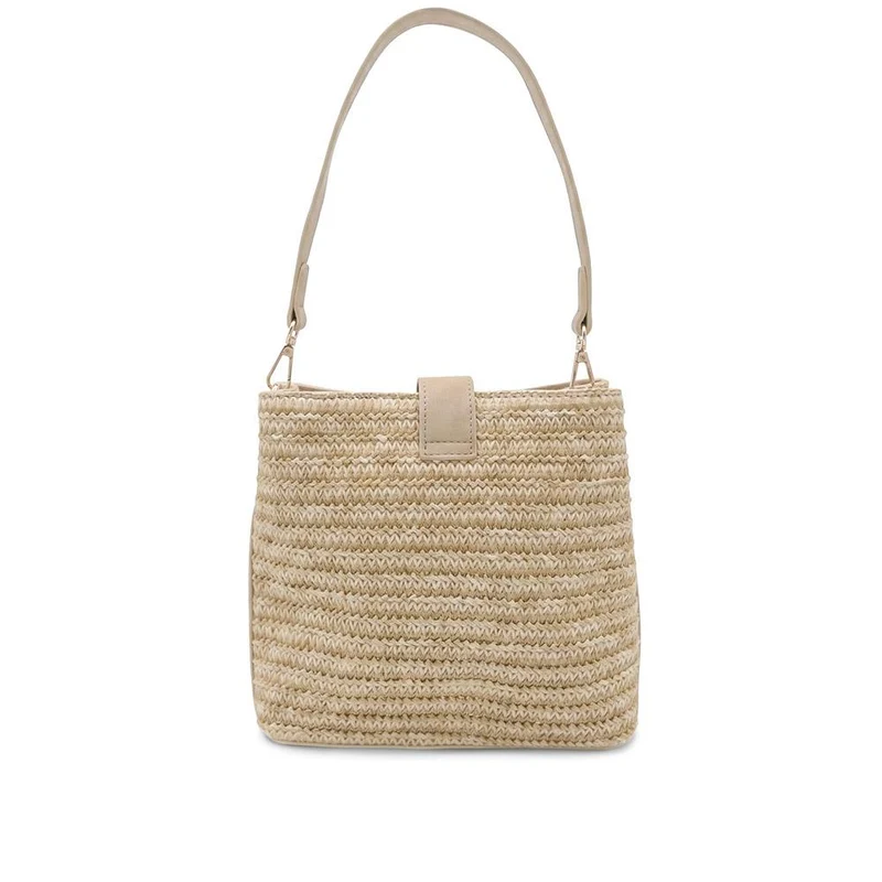 Woven Shoulder Bag with Faux Leather Trim - RIM43000 / 329 297 - Beige