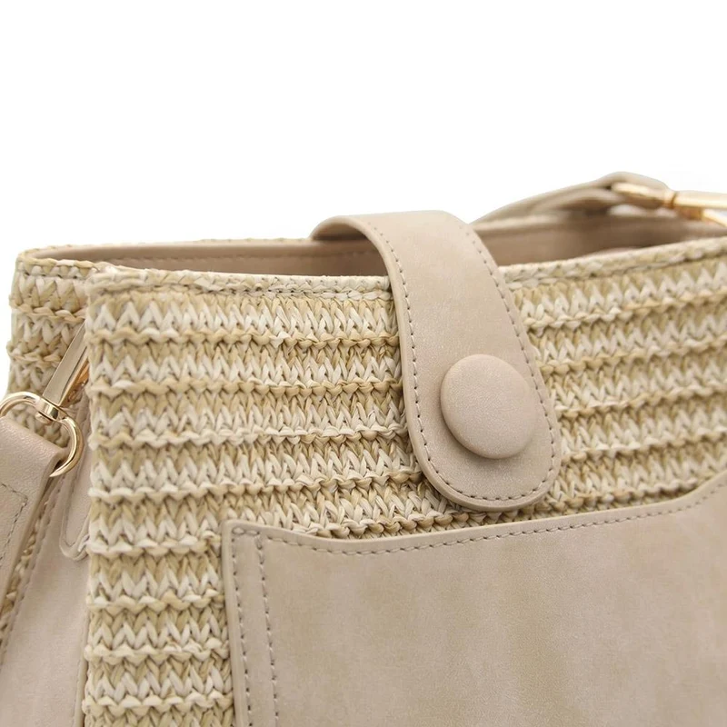 Woven Shoulder Bag with Faux Leather Trim - RIM43000 / 329 297 - Beige