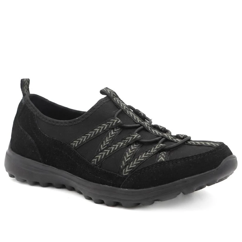 Leather Memory Foam Slip On Trainers - BRK43058 / 329 596 - Black