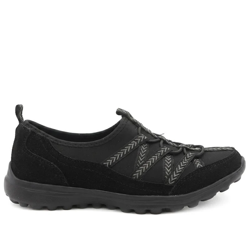 Leather Memory Foam Slip On Trainers - BRK43058 / 329 596 - Black