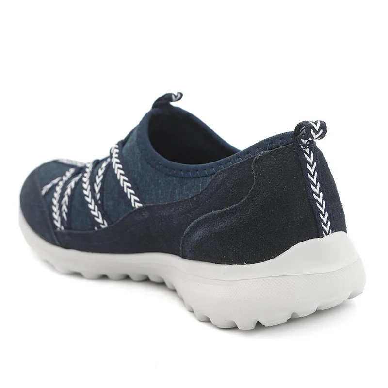 Leather Memory Foam Slip On Trainers - BRK43058 / 329 596 - Navy