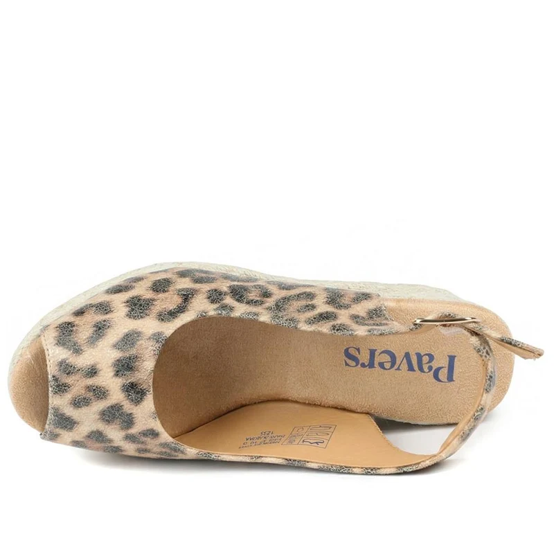 Peep Toe Wedged Slingback Espadrilles - WBINS43080 / 329 263 - Leopard