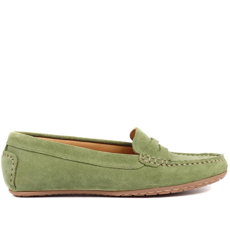 Penelopie Leather Moccasins - PENELOPIE / 322 368 - Green