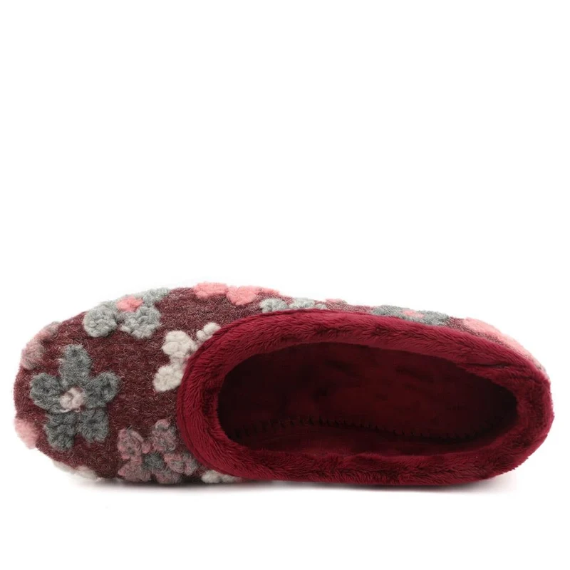 Soft Floral Full Slippers - FEVI43001 / 329 503 - Burgundy Multi