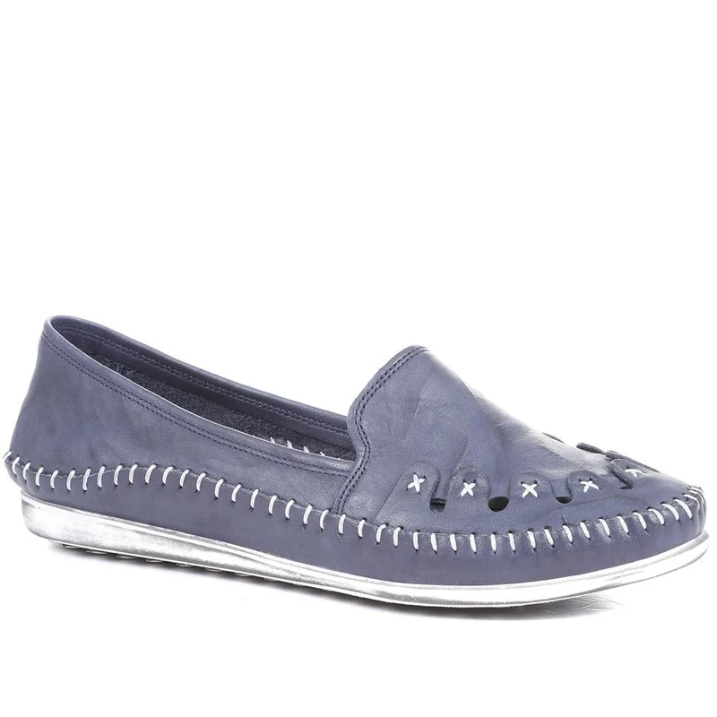 Leather Slip-On Pumps - GOKH29000 / 316 901 - Navy