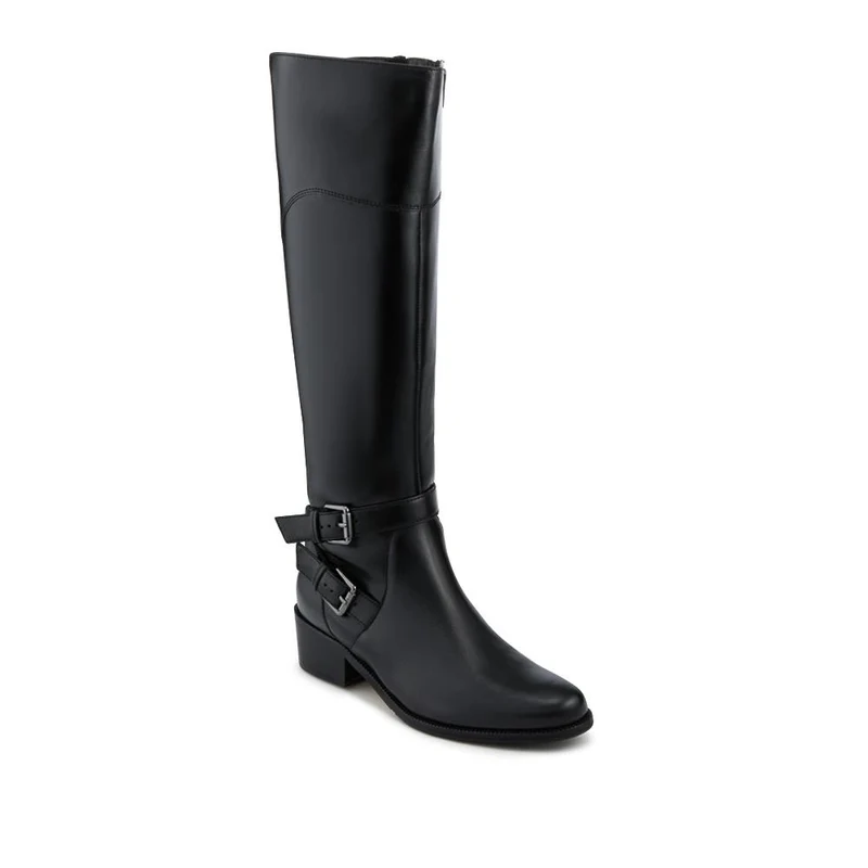 Phoebe Medium Calf-Fit Leather Long Boots - PHOEBE1M / 327 750 - Black