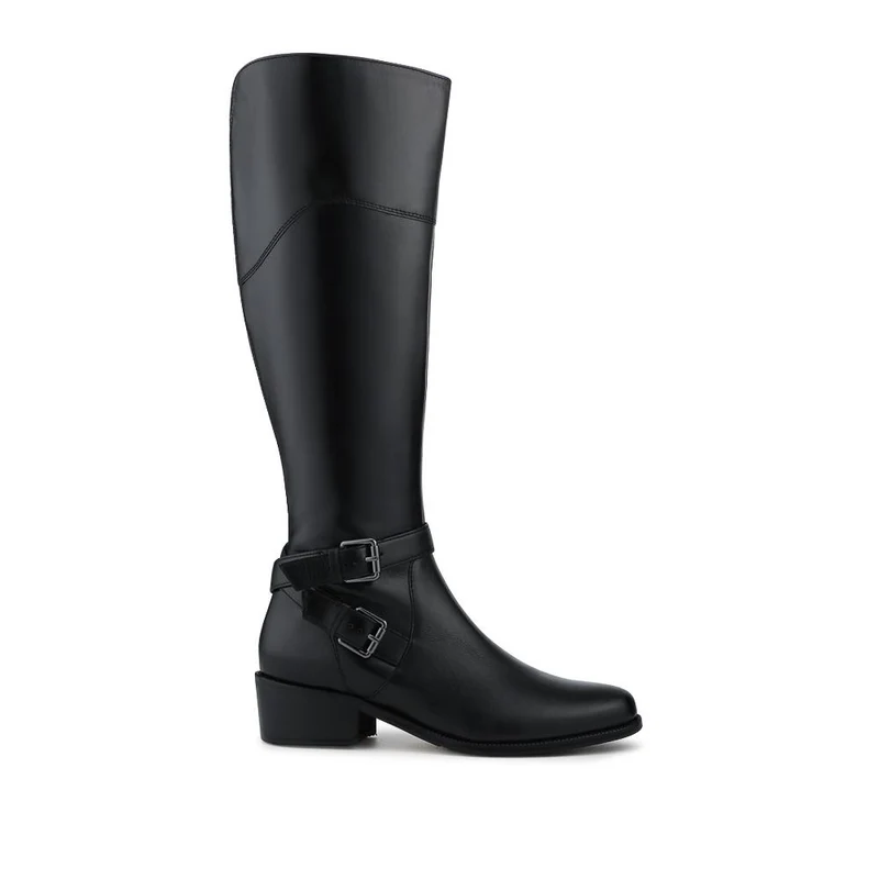 Phoebe Medium Calf-Fit Leather Long Boots - PHOEBE1M / 327 750 - Black