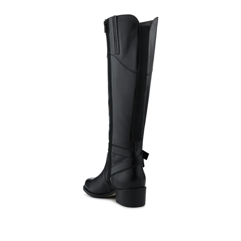 Phoebe Medium Calf-Fit Leather Long Boots - PHOEBE1M / 327 750 - Black