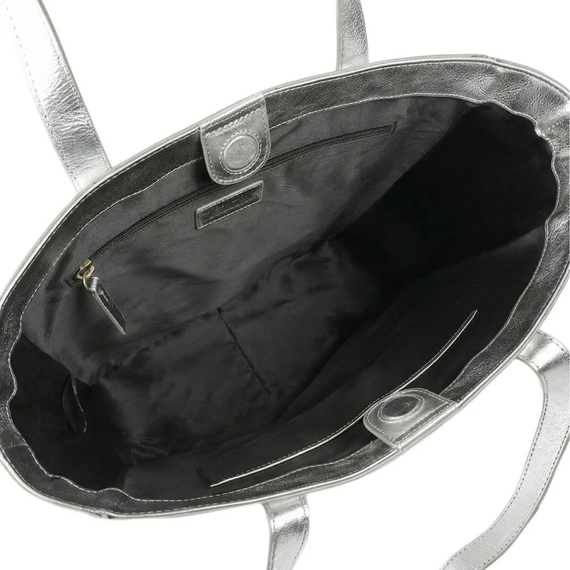 Wensley Metallic Pop Fasten Handbag - WENSLEY / 329 239 - Silver Metallic