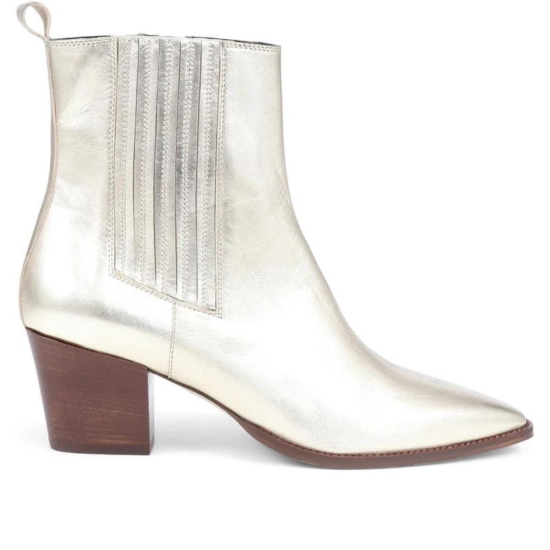 Lizia Heeled Leather Ankle Boots - LIZIA / 324 369 - Gold