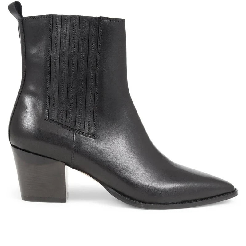 Lizia Heeled Leather Ankle Boots - LIZIA / 324 369 - Black