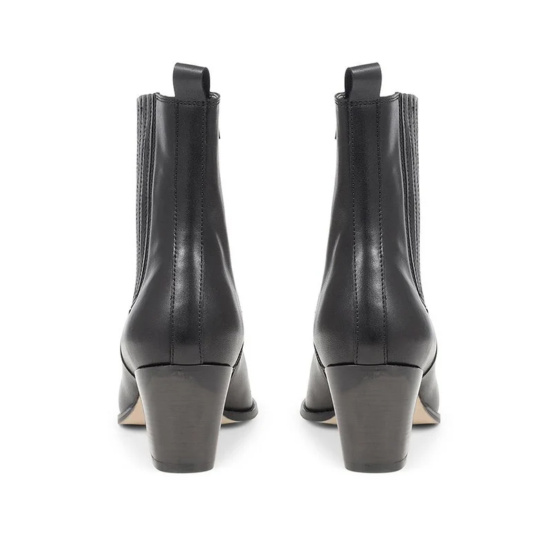 Lizia Heeled Leather Ankle Boots - LIZIA / 324 369 - Black