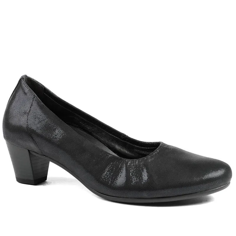 Gabor Wide Fit Smart Leather Court Shoes - GAB42551 / 329 079 - Navy