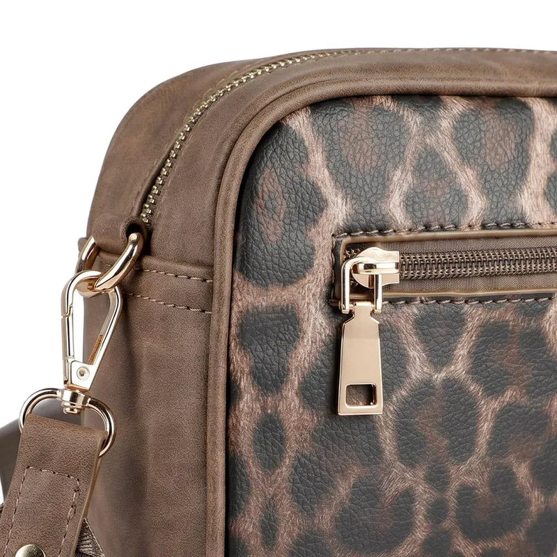 Adjustable Strap Multi Pocket Crossbody Bag - RIM44002 / 329 882 - Brown Leopard
