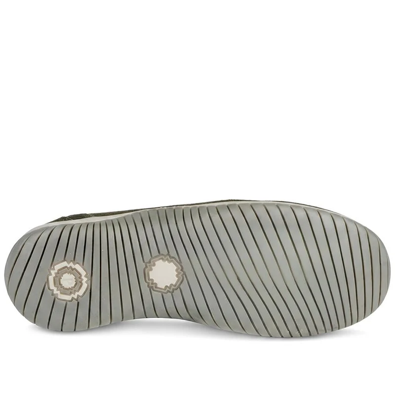 Memory Foam Leather Slip On Trainers - BRK43049 / 329 380 - Khaki