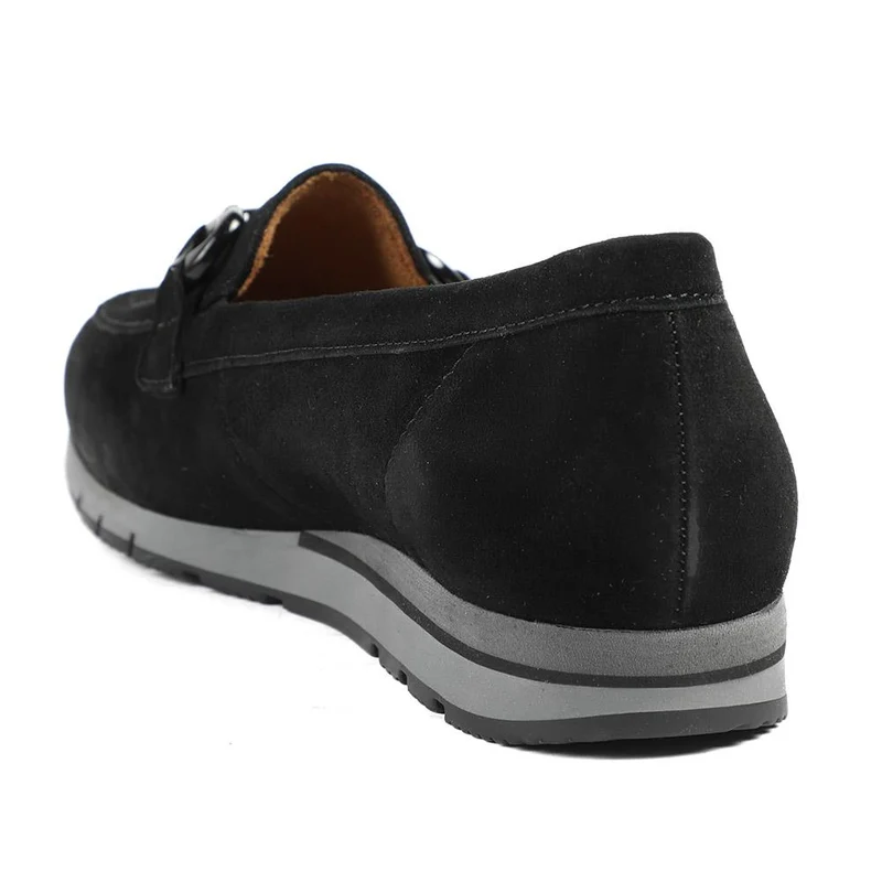 Gabor Wide Fit Leather Wedge Heel Loafers - GAB42548 / 329 080 - Black Suede