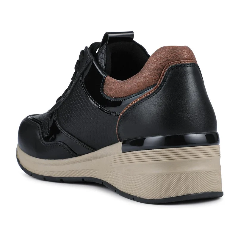 Platform Lace-Up Trainers with Side Zip - WOIL42006 / 328 221 - Black