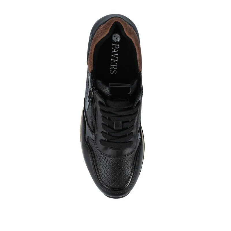 Platform Lace-Up Trainers with Side Zip - WOIL42006 / 328 221 - Black