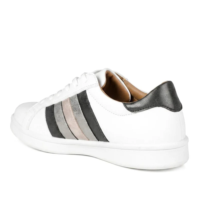 Casual Lace-Up Trainers - VSHI41000 / 326 853 - White-Silver