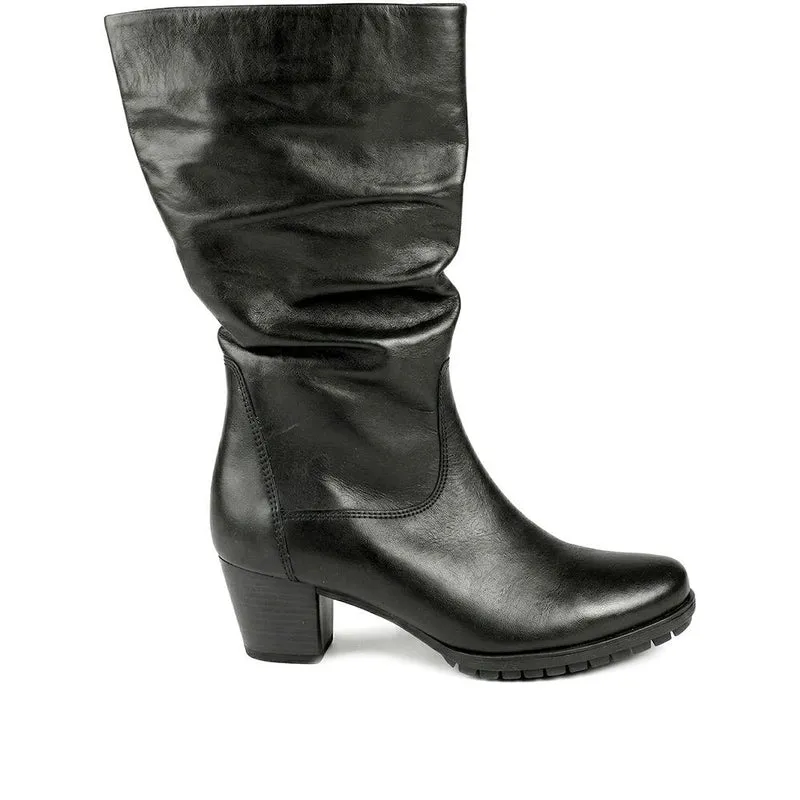 Warm-Lined Leather Long Boots - GAB40514 / 325 888 - Black