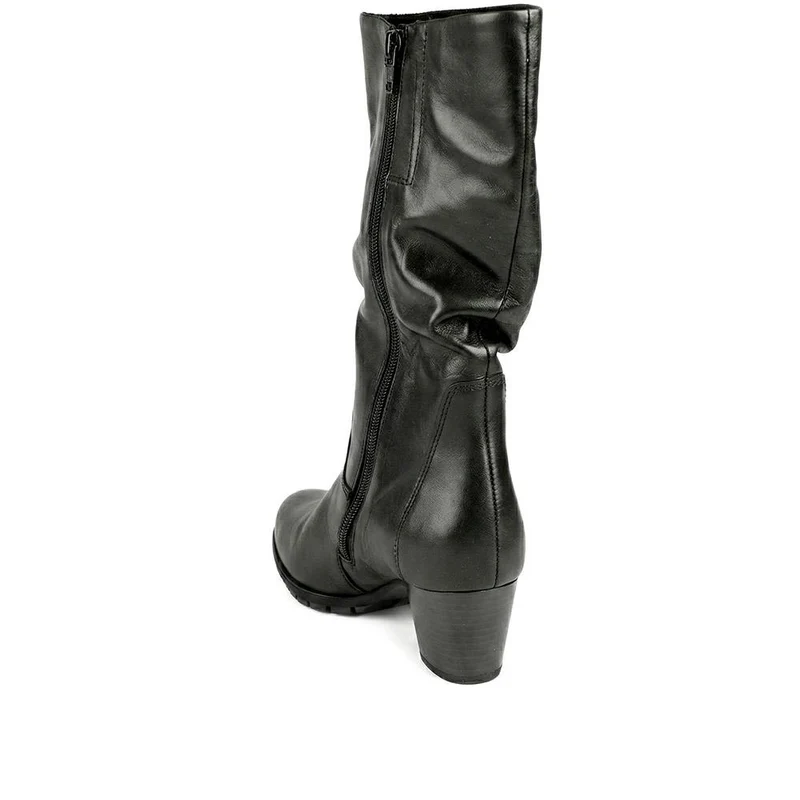 Warm-Lined Leather Long Boots - GAB40514 / 325 888 - Black