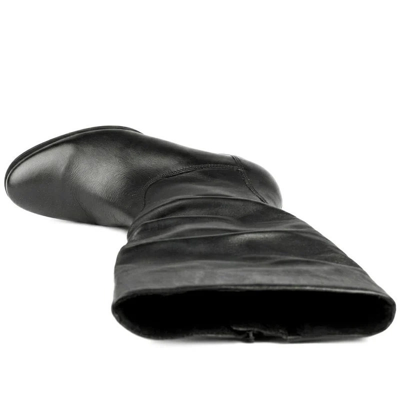 Warm-Lined Leather Long Boots - GAB40514 / 325 888 - Black