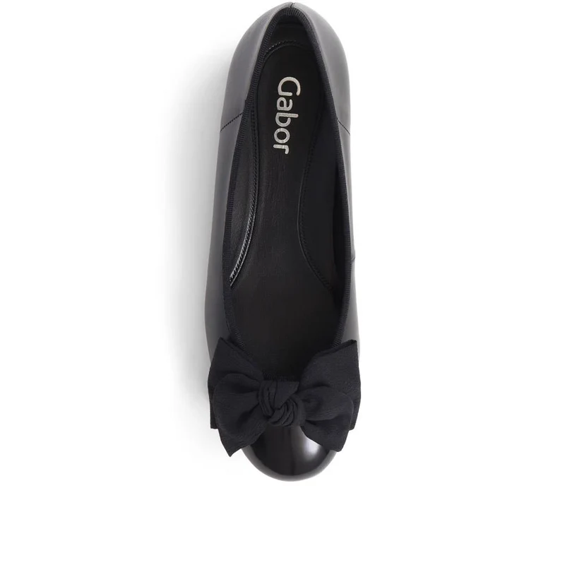 Amy Bow-Detailed Ballet Pumps - GAB38500 / 324 167 - Black Leather