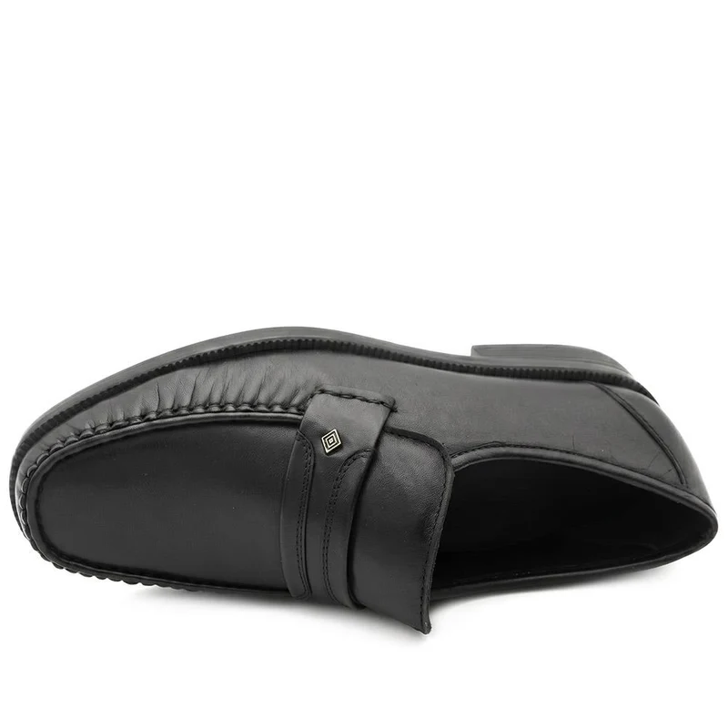 Wide Fit Smart Leather Saddle Strap Loafers - MOEN43012 / 329 585 - Black
