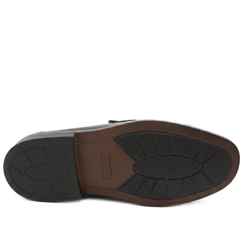 Wide Fit Smart Leather Saddle Strap Loafers - MOEN43012 / 329 585 - Black