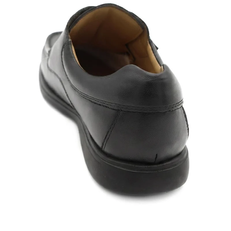 Wide Fit Smart Leather Adjustable Fasten Shoes - MOEN43010 / 329 583 - Black