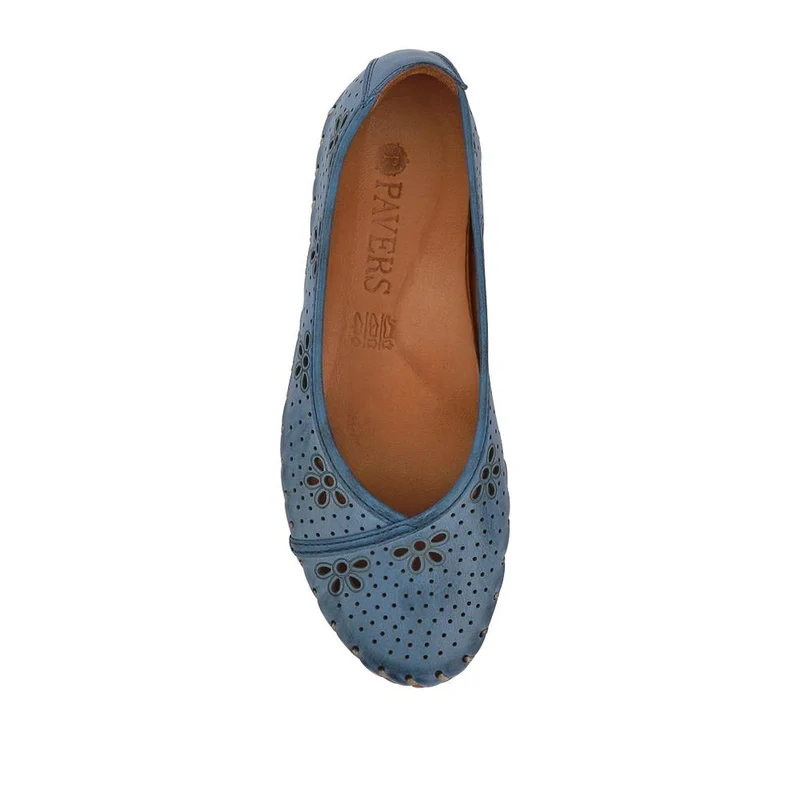 Leather Cushioned Pumps - KARY41003 / 327 469 - Denim