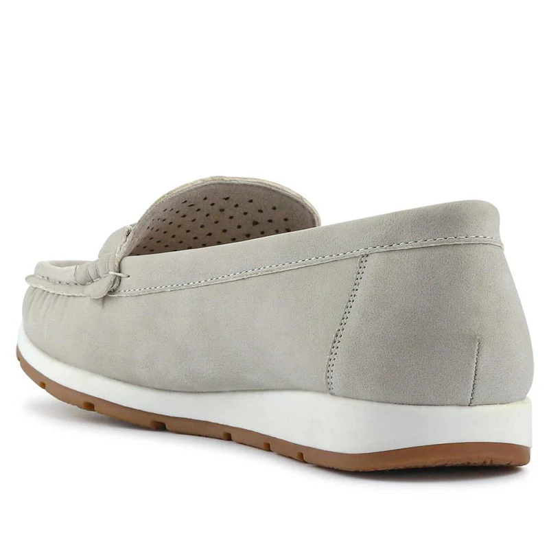 Breathable Buckle Detailed Moccasins - BAIZH41039 / 327 317 - Grey