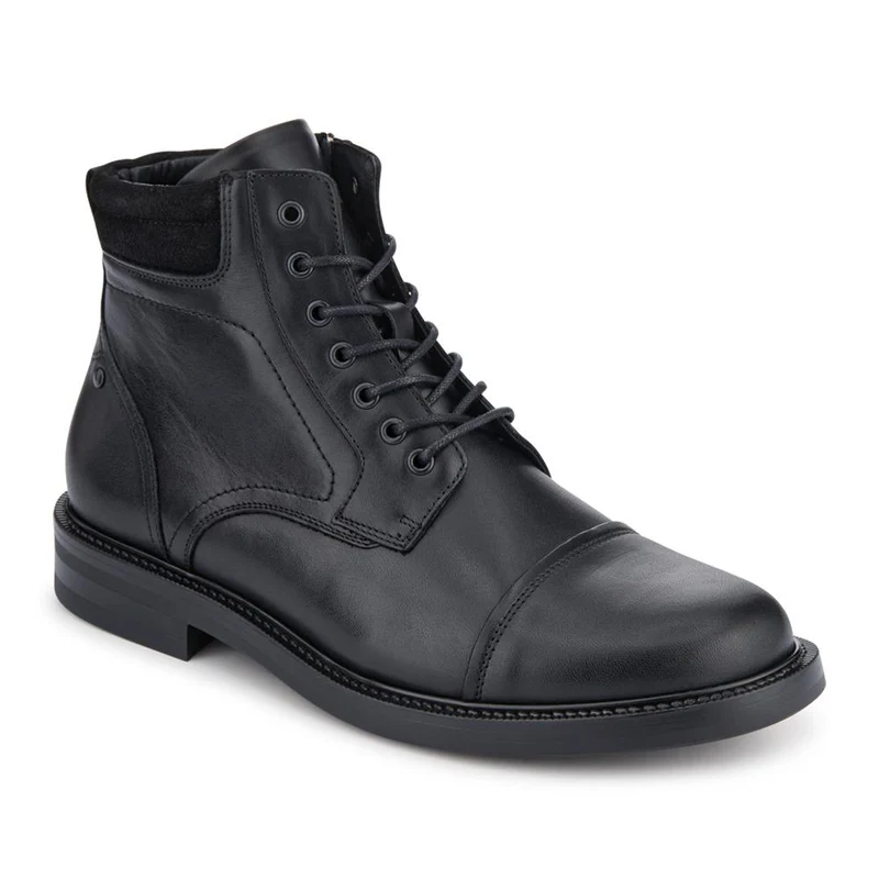Eugene Leather Lace-Up Boots With Padded Cuff - EUGENE / 328 502