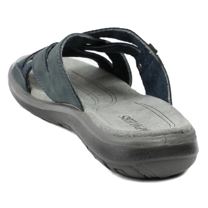 Leather Cross Strap Slip On Sandals - DDIN43010 / 329 105 - Navy