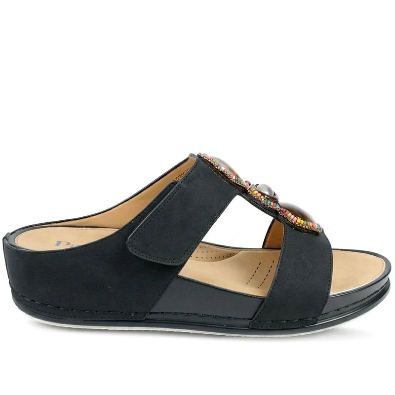 Adjustable Jewelled Strappy Sandals - BAIZH43014 / 329 167 - Black