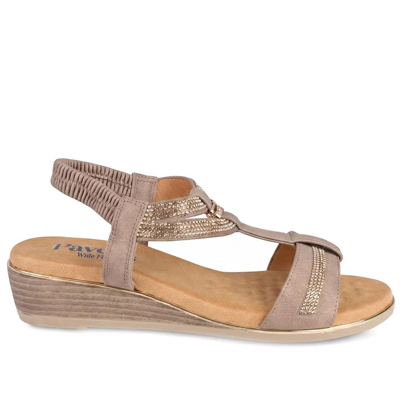 Wide Fit Embellished Stretch Fit Sandals - BAIZH43066 / 329 610 - Brown