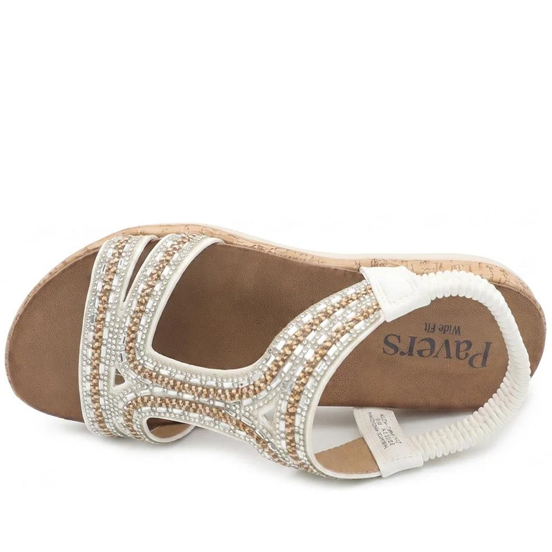 Wide Fit Elasticated Sandals - BAIZH43067 / 329 611 - White