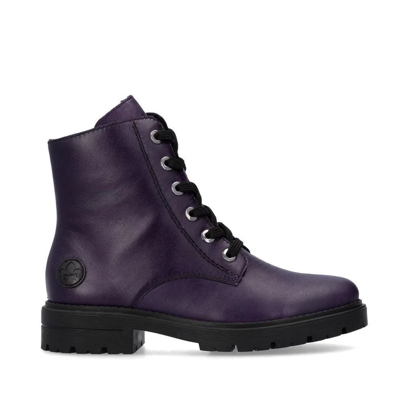 Rieker Modische Lederstiefeletten mit Fleecefutter für Damen - Lila
