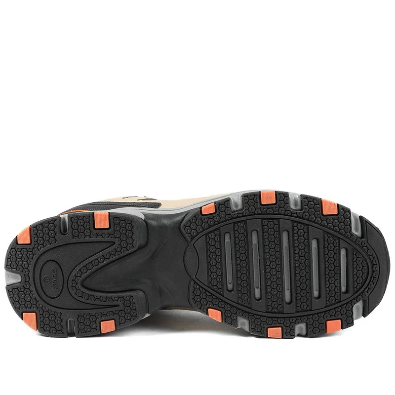 Extra Wide Leather Memory Foam Lace Up Trainers - BOJIE43019 / 329 260 - Sand