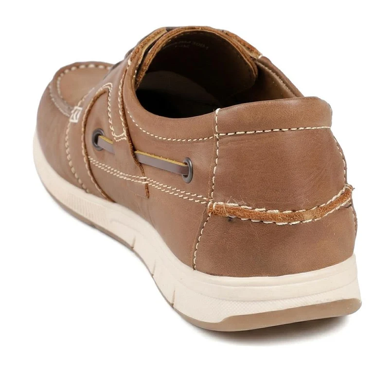 Leather Lace Up Boat Shoes - SHAFI43001 / 329 319 - Tan