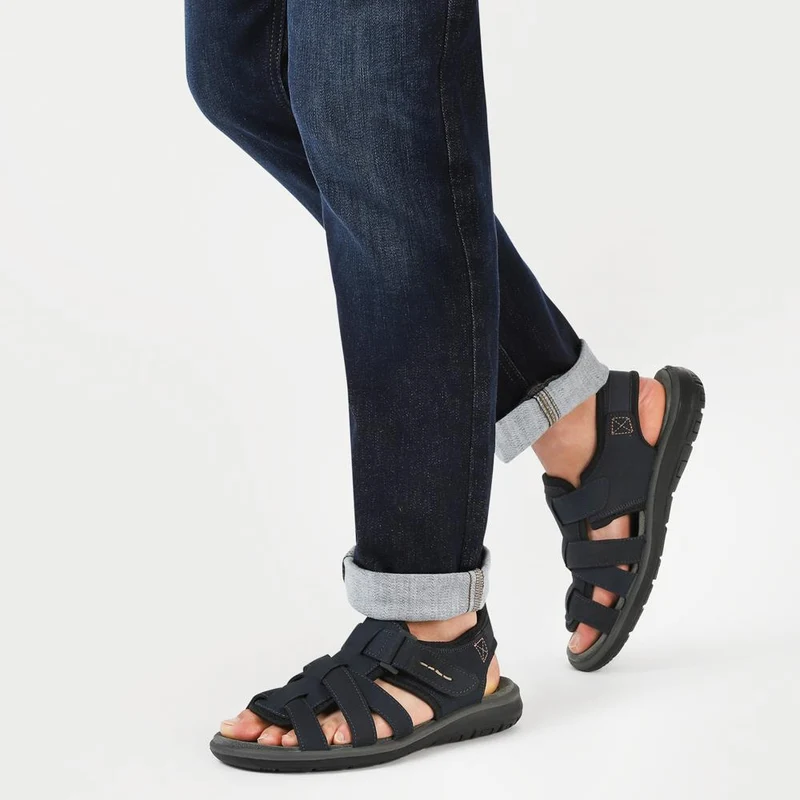 Leather Touch-Fasten Sandals - DDIN41010 / 327 397 - Navy
