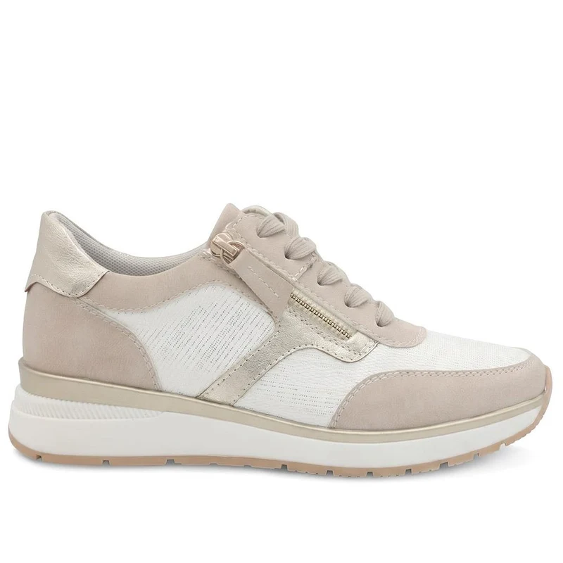 Chunky Zip & Lace Two Tone Trainers - WBINS43094 / 329 321 - Beige