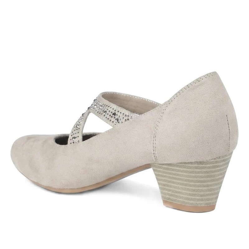 Wide fit Cone Heeled Mary Janes - PLAN40030 / 326 845 - Stone