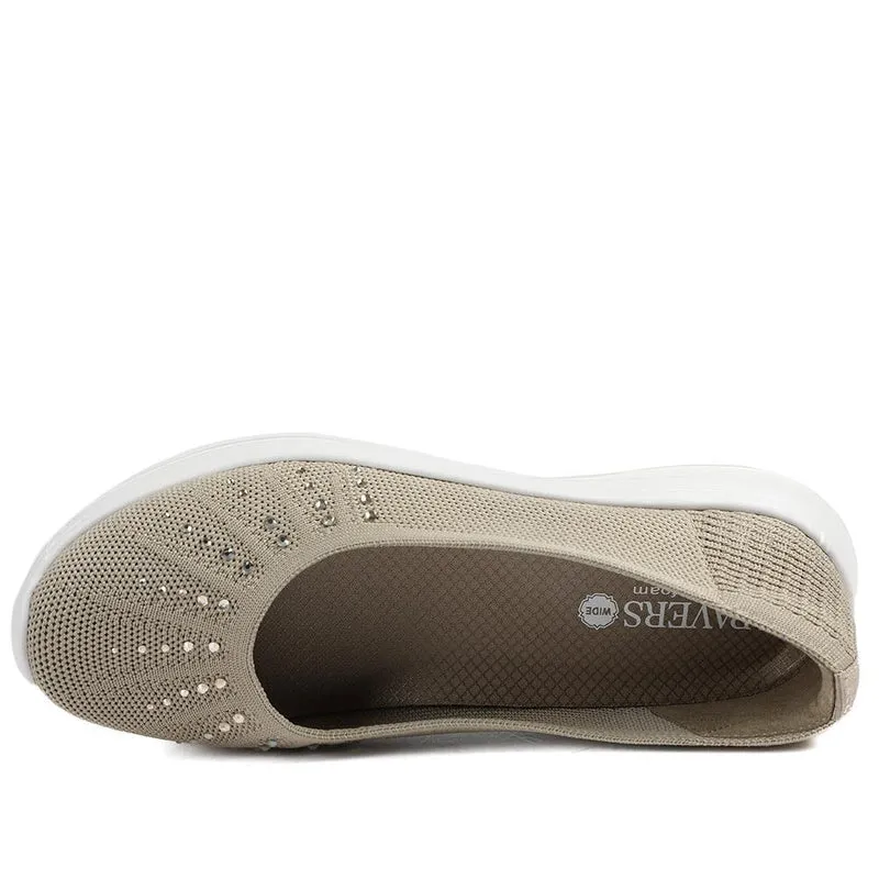 Wide Fit Memory Foam Sporty Pumps - BRK43008 / 328 977 - Taupe