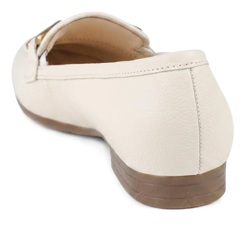 Gabor Wide Fit Leather Loafers With Chrome Snaffle - GABC44519 / 330 320 - White