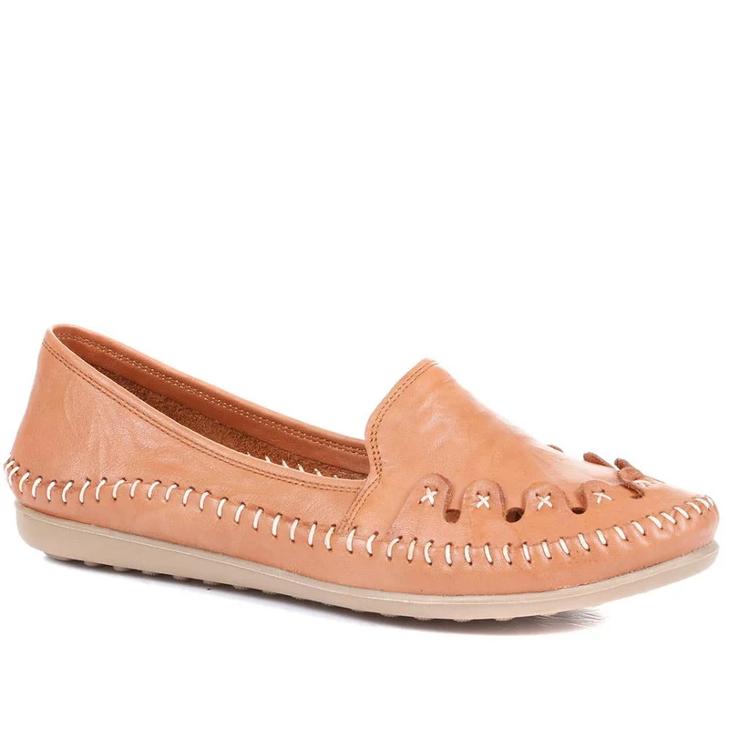 Leather Slip-On Pumps - GOKH29000 / 316 901 - Tan