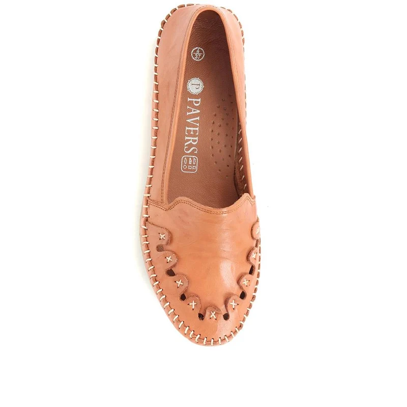 Leather Slip-On Pumps - GOKH29000 / 316 901 - Tan
