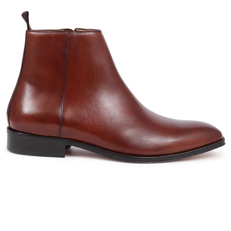 Flaxen Leather Ankle Boots - FLAXEN / 325 744 - Chestnut