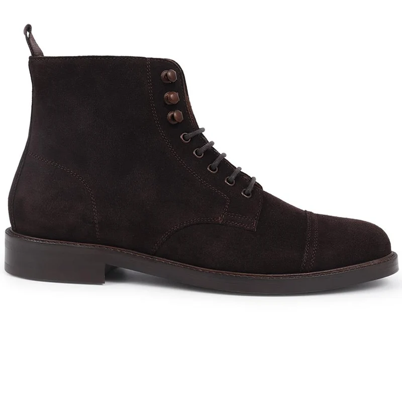 Finch Leather Lace-Up Boots - FINCH / 325 742 - Dark Brown Suede